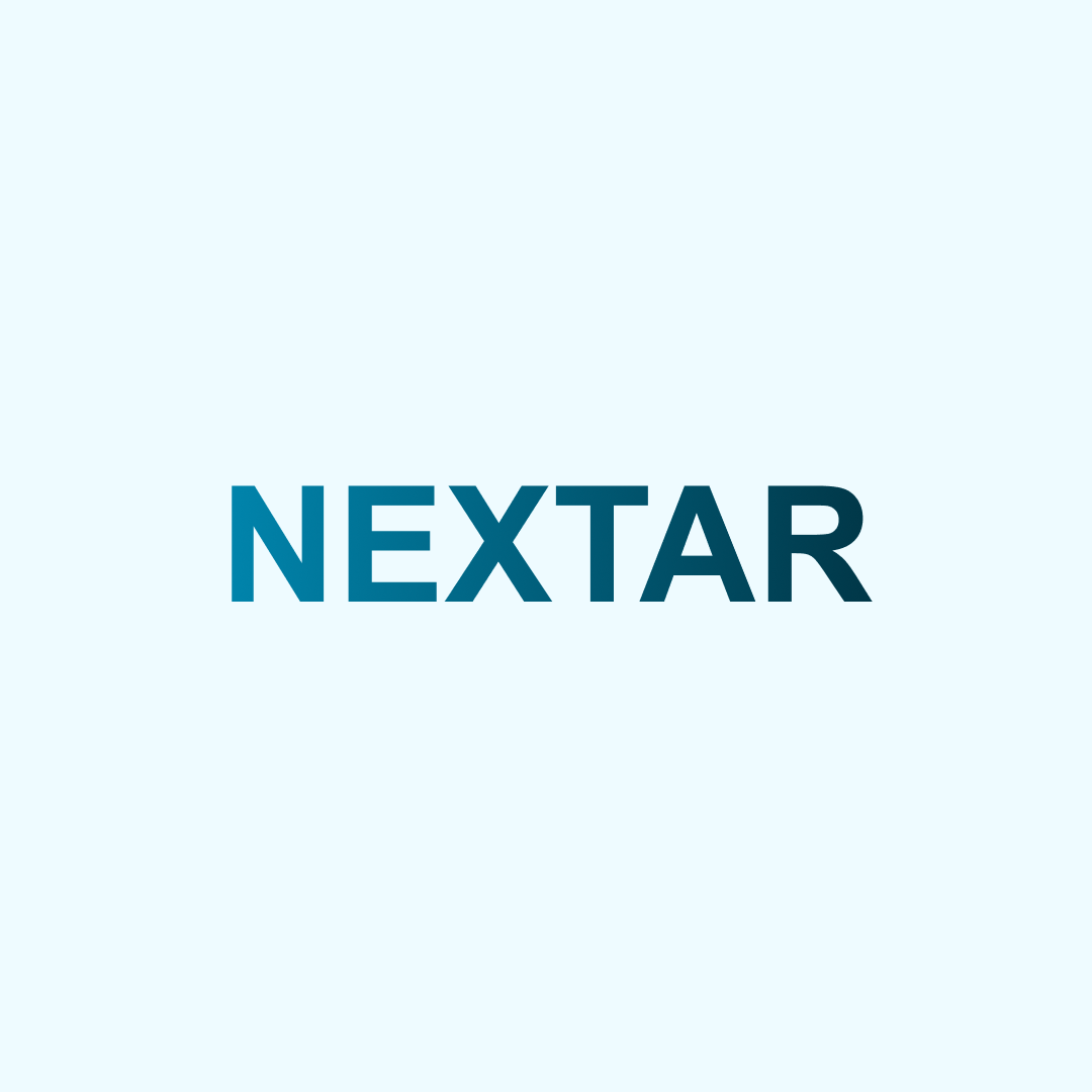 visual of the NEXTAR project, with a light blue background and the NEXTAR title in bold letters